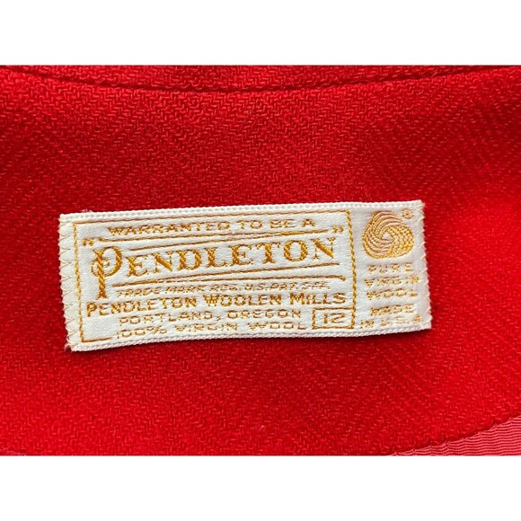 Pendleton Women's 12 Red Blazer Wool Coat Notch Lapel Single-Breasted Vintage - Picture 10 of 11